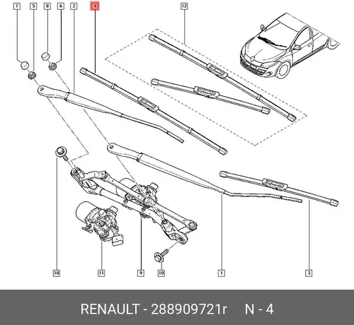 Щетка стеклоочистителя 28 89 097 21R RENAULT