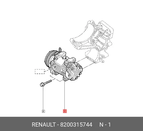 компрессор кондиционера Renault Clio 1.2/1.4/1.6 98>/1.5DCi 01> 8200315744