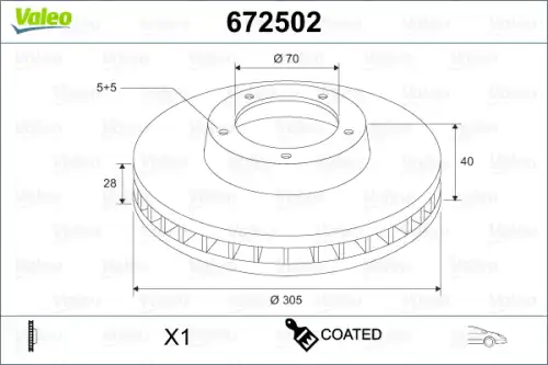 Тормозной диск VALEO 672502