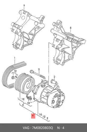 компрессор кондиционера VW 7M0820803Q VAG