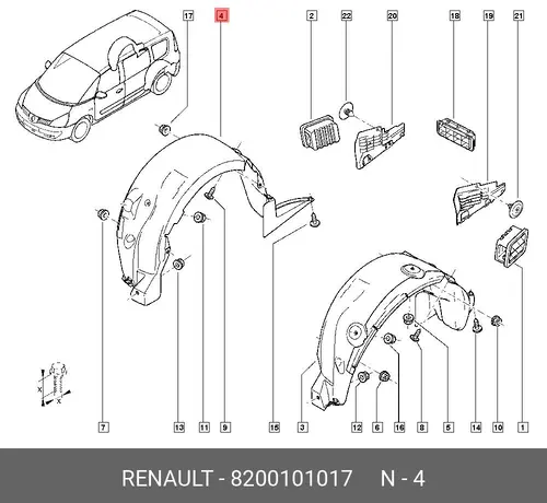 Подкрылок RENAULT 8200101017