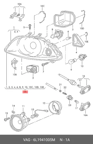 Фонарь габаритный VAG 6L1941005M
