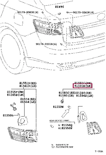 Фонарь задний TOYOTA / LEXUS 8159105090