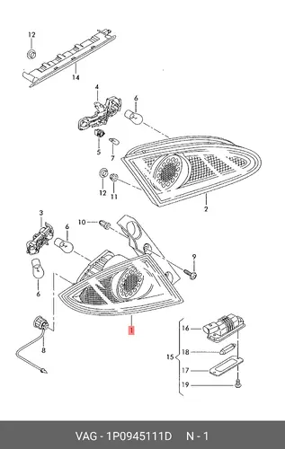 Фонарь задний VAG 1P0945111D