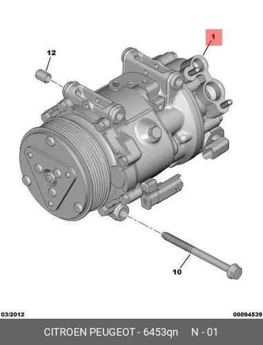 компрессор кондиционера Peug 6453 QN PSA