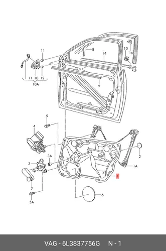 Стеклоподъемник VAG 6L3837756G