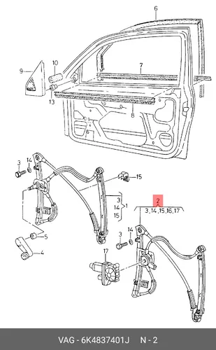 стеклоподъемник перед.лев. VW 6K4837401J VAG