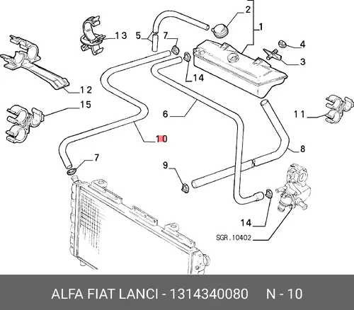Шланг радиатора 1314340080 ALFA ROMEO