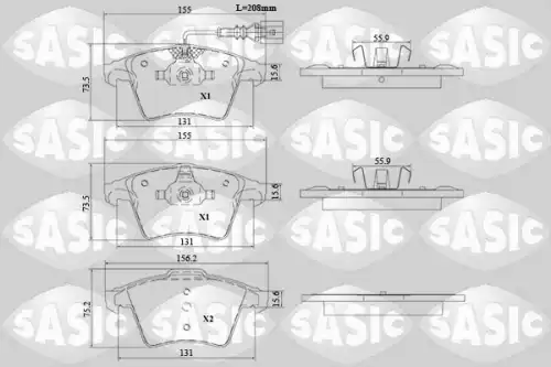 Тормозные колодки дисковые SASIC 6216188