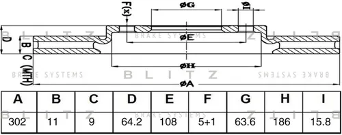 Тормозной диск BLITZ BS0553 полный , задняя ось