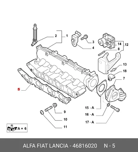Прокладка коллектора LANCIA 46816020