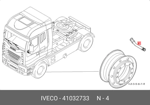 УДЛИНИТЕЛЬ НИППЕЛЯ ПОДКАЧКИ КОЛЕСА 41032733 IVECO