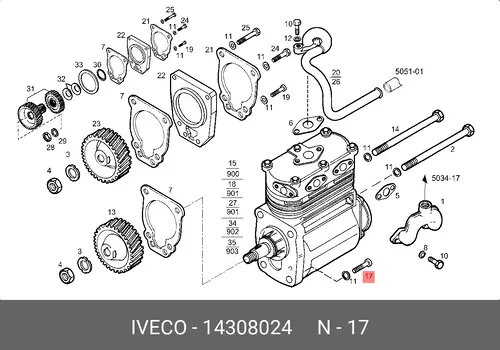  ВИНТ ГОЛОВКИ ЦИЛИНДРА 14308024 IVECO