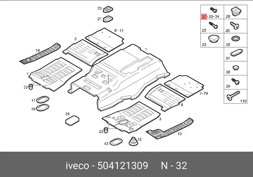 болт! M6х35\Iveco 504121309