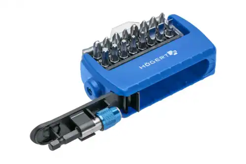 Набор бит с битодержателем 1/4, SL, PH, PZ, Torx, 17 шт HOEGERT HT1S401
