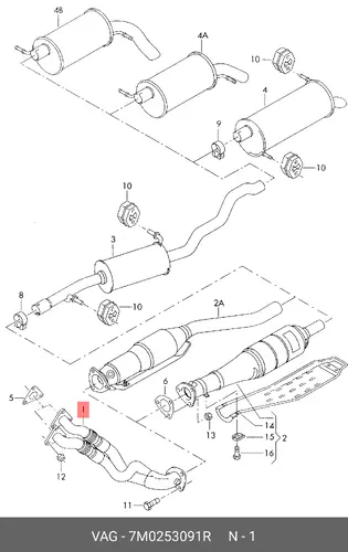 Гофра глушителя VAG 7M0253091R L= d=