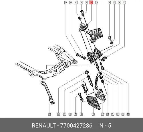 ОПОРА ДВИГАТЕЛЯ (МЕТ, РЕЗ) 7700427286 RENAULT