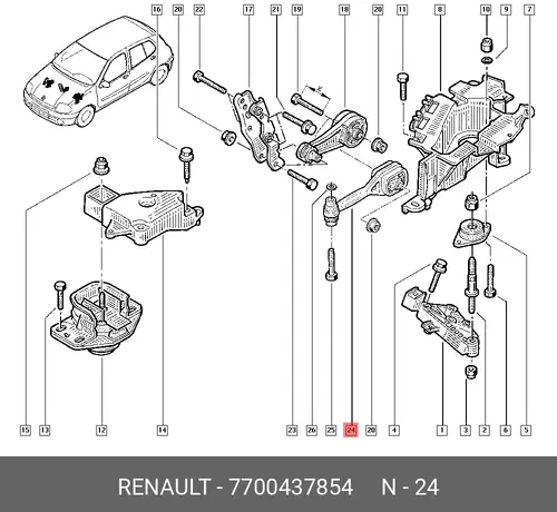 Опора двиг.зад.LA0..(7700437854),KA04 RENAULT