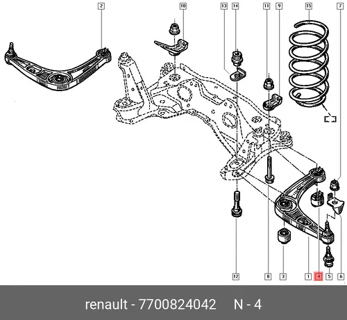 ВТУЛКА РЫЧАГА ПЕР ПОДВЕСКИ (МЕТ, РЕЗ)(ИНВ) 7700824042 RENAULT
