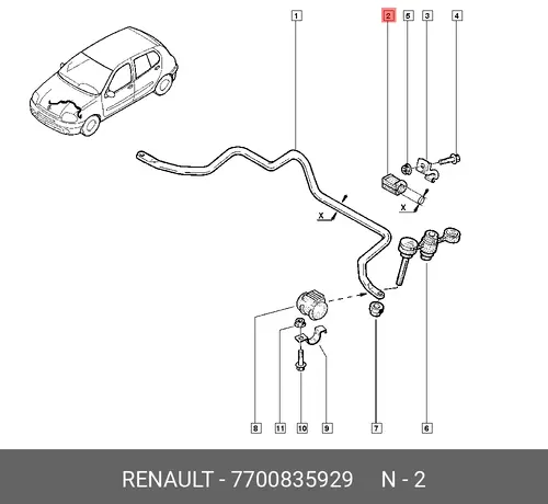 ВТУЛКА СТАБИЛ ПОПЕР УСТ ПЛАС 7700835929 RENAULT