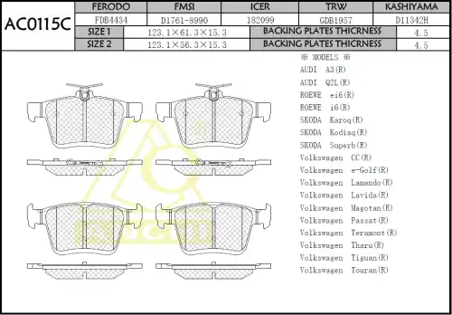 Тормозные колодки дисковые ANCHI AC0115C