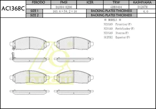 Тормозные колодки дисковые ANCHI AC1368C