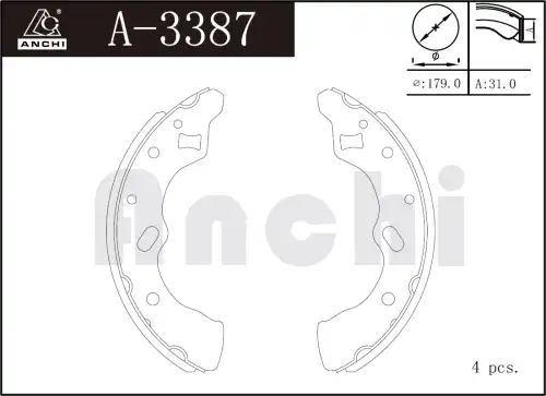 Тормозные колодки барабанные ANCHI A3387
