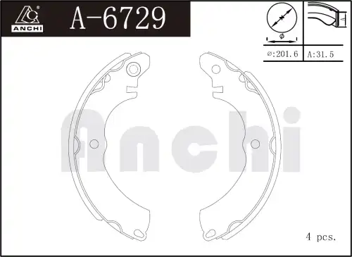 Тормозные колодки барабанные ANCHI A6729