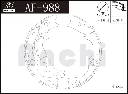Тормозные колодки барабанные ANCHI AF988