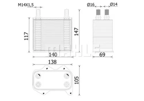 Intercooler and components CLC 305 000S MAHLE