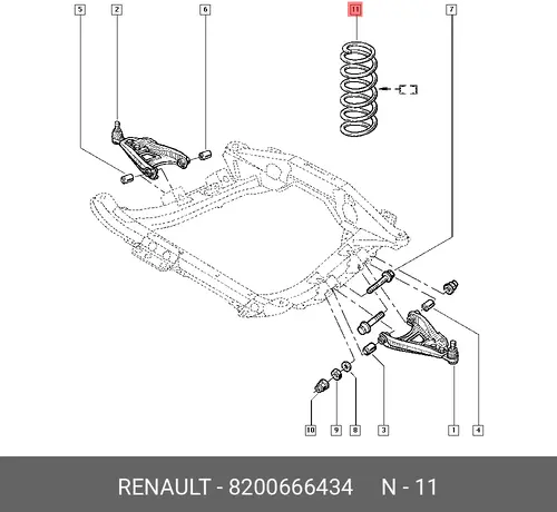 ПРУЖИНА ПЕР ПОДВЕСКИ 8200666434 RENAULT