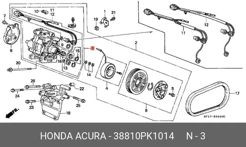 Компрессор, кондиционер 38810-PK1-014 HONDA