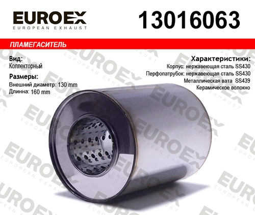 Гофра глушителя EUROEX 13016063 L= d=