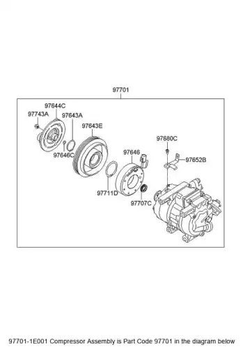 компрессор кондиционера, производитель halla climate control corp., мо 97701-1E001 HYUNDAI