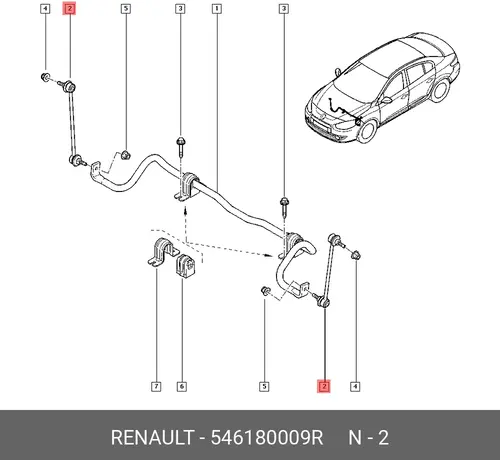 Тяга стабилизатора RENAULT 546180009R
