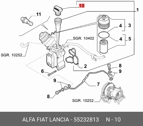 ПРОБКА UFI 55232813 ALFA ROMEO