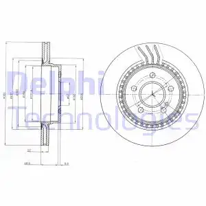 Тормозной диск DELPHI BG4226 вентилируемый , задняя ось