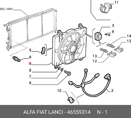 Электродвигатель, вентилятор радиатора 46559314 FIAT