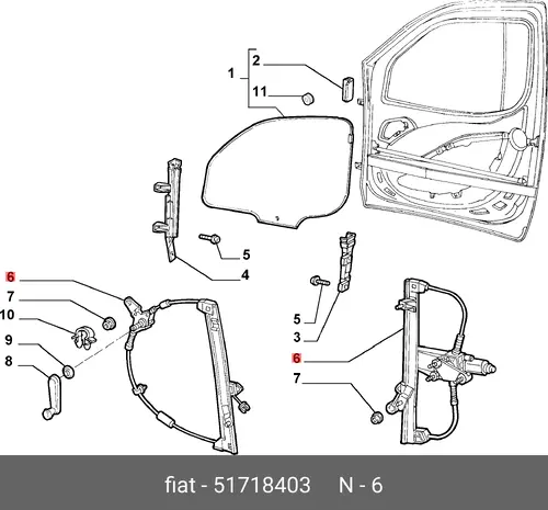 Стеклоподъемник  FIAT 51718403