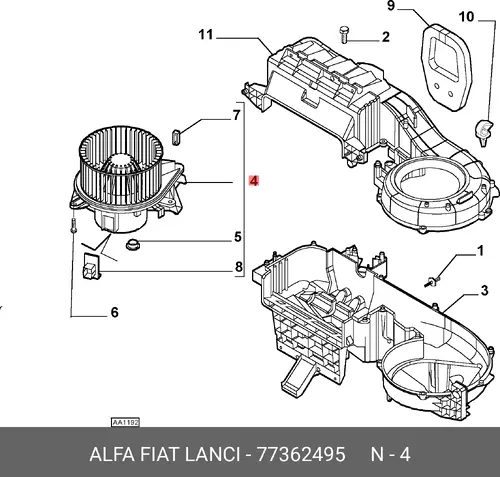 Вентилятор отопителя FIAT 77362495