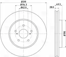 Тормозной диск TRIALLI DF 198008 вентилируемый , передняя ось