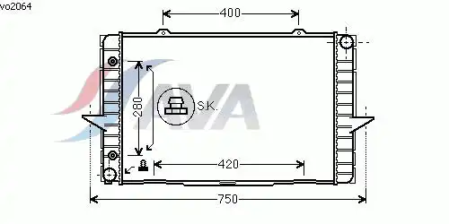 Радиатор системы охлаждения двигателя AVA VO2064
