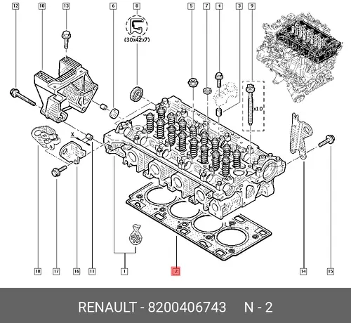 Прокладка ГБЦ RENAULT 8200406743