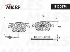 Тормозные колодки дисковые передняя ось MILES E100674