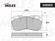 Тормозные колодки дисковые передняя ось MILES E400616