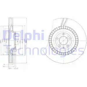 Тормозной диск DELPHI BG9065 вентилируемый , передняя ось