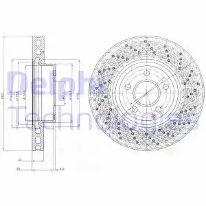 Тормозной диск DELPHI BG9076 вентилируемый , передняя ось