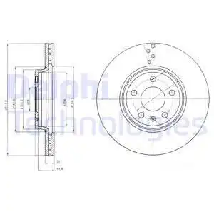 Тормозной диск DELPHI BG4079 вентилируемый , передняя ось