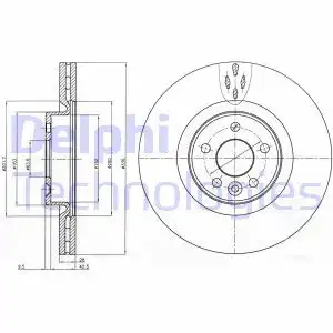 Тормозной диск DELPHI BG9077 вентилируемый , передняя ось