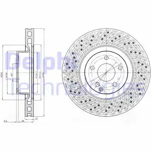 Тормозной диск DELPHI BG9093 вентилируемый , передняя ось